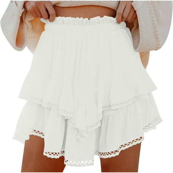 BLVB Flowy Shorts for Women Ruffle Skorts Mini Skirts High Waisted Teen Gilrs Tennis Skort Summer Boho Beach Shorts Fashion