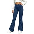 thumbnail image 1 of BLVB Girl's Flare Pants High Waisted Yoga Bootcut Pants Teen Kids Full Length Bell Bottoms Legging(Blue,7-8 Years), 1 of 8