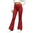 thumbnail image 1 of BLVB Girl's Flare Pants High Waisted Yoga Bootcut Pants Teen Kids Full Length Bell Bottoms Legging(Red,9-10 Years), 1 of 8