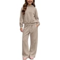 thumbnail image 1 of BLVB Girls Boys 2 Piece Tracksuit Athletic Sweatsuits Sets Hooded Sweatshirt and Jogger Sweatpants with Pockets Clothing Sets for Kids(Khaki,13-14 Years), 1 of 7