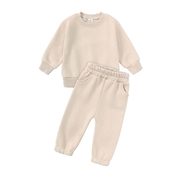BLVB Girls Boys Fall Winter 2PCS Outfit Long Sleeve Round-Neck Sweatshirts Pants Toddler Kids Tracksuits Clothes Set