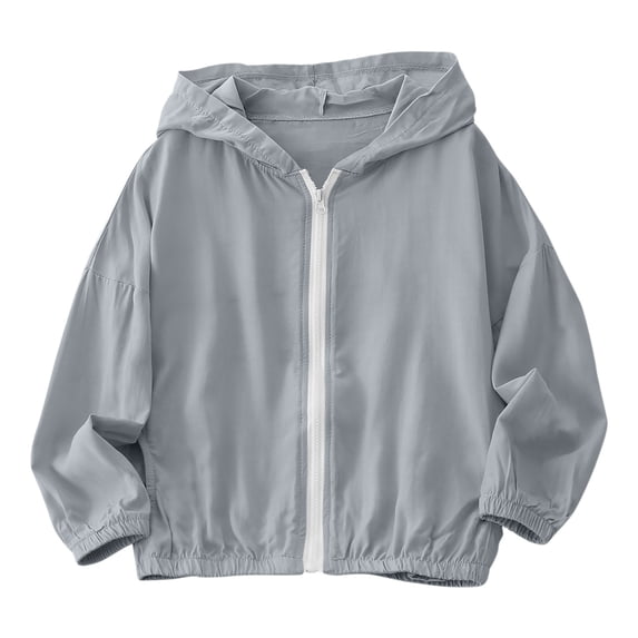 BLVB Girls Boys Lightweight Sun Protection Jacket Zip up Hoodie Kids Active Sportswear Outerwear(Gray,11-12 Years)