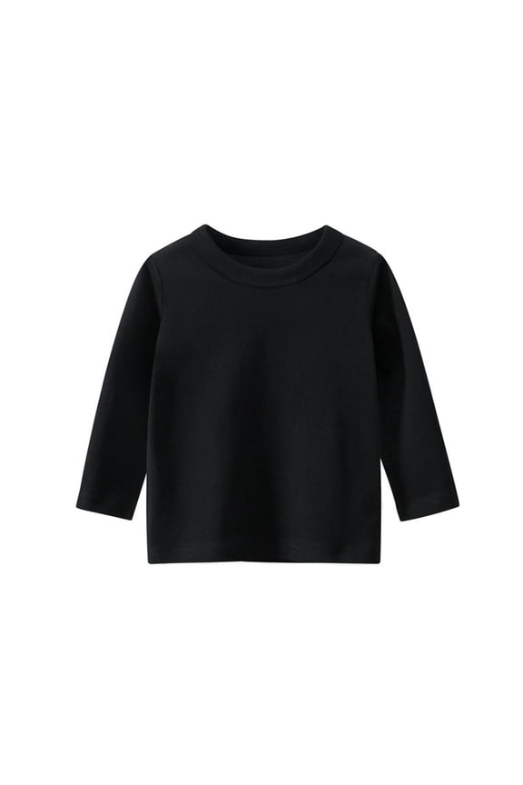 Girls Boys Long Sleeve Shirts Kids Cotton Basic Tees Crewneck Fall Laying Tops Blouses for Toddler(2T-10 Years)