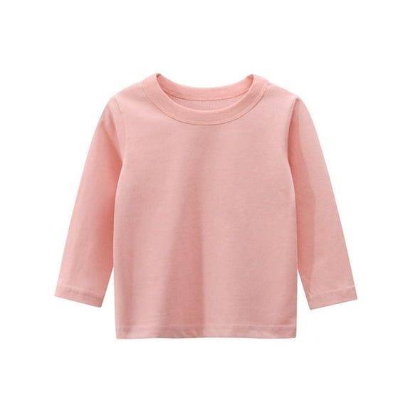 BLVB Girls Boys Long Sleeve Shirts Kids Cotton Basic Tees Crewneck Fall Laying Tops Blouses for Toddler(2T-10 Years)