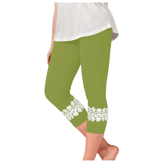 BLVB Girls Capri Leggings High Waisted Lace Trim Lounge Pants for Toddler Kids Dance Yoga Running 2-13 Years