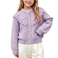 thumbnail image 1 of BLVB Girls Cardigan Long Sleeve Button Front Lace Sweater Kids Fall Knit Sweaters Outwear 1-9 Years(Purple,1-2 Years), 1 of 7