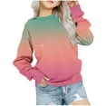 thumbnail image 1 of BLVB Girls Casual Lightweight Sweatshirt Gradient Printed Long Sleeve Crewneck Tops Pullover Kids Clothes, 1 of 5