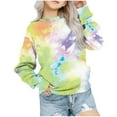 thumbnail image 1 of BLVB Girls Casual Tie Dye Crewneck Long Sleeve Sweatshirts Loose Fashion Pullover Tops for Toddler Kids, 1 of 5