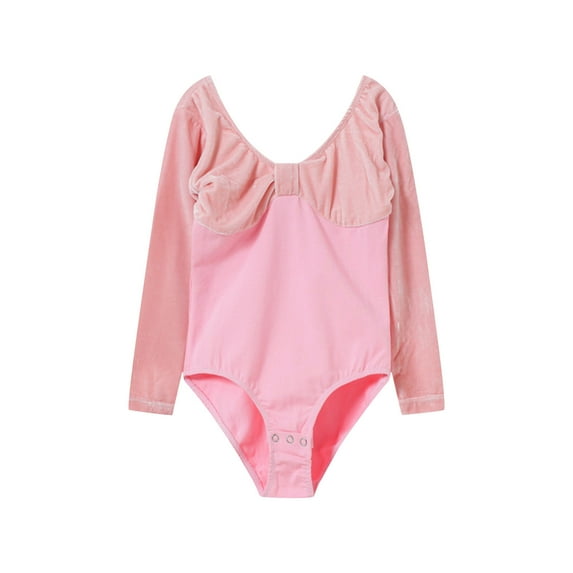 BLVB Girls Classic Long Sleeve Leotard for Ballet Dance Gymnastics Toddler Kids Outfits Velvet Bodysuit Dancewear