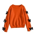 thumbnail image 1 of BLVB Girls Fall Clothes Crewneck Sweatshirt Long Sleeve Cute Bow Pullover Loose Raglan Tops Outfits(Orange,11-12 Years), 1 of 6
