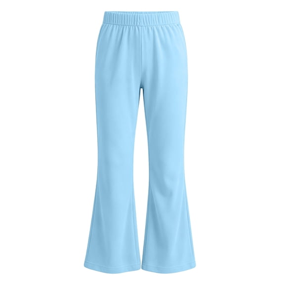 BLVB Girls Flare Pants Kids Bell Bottom Pants High Waist Casual Loose Fit Dance Yoga Trousers for Teen Girl(Sky Blue,13-14 Years)