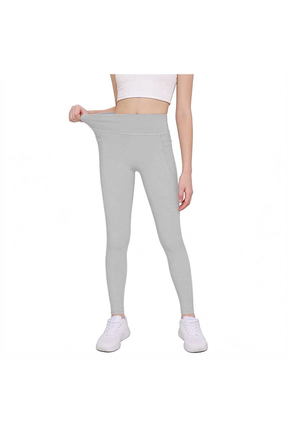 Girls Leggings with Pockets High Waisted Yoga Workout Athletic Dance Running Pants Kids Teen for 5-13 Years