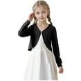 thumbnail image 1 of BLVB Girls Open Front Shrug Cardigan Kids Children Cropped Tops Long Sleeve Bolero with Button Closure Size 5-14 Years, 1 of 7