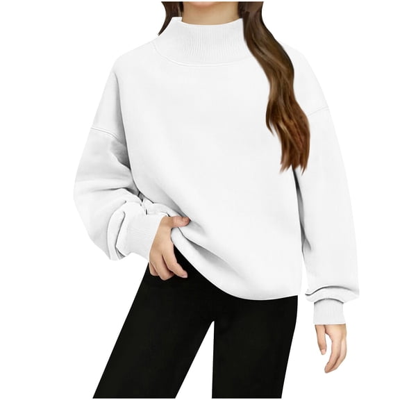 BLVB Girls Oversized Sweatshirt Long Sleeve Mock Neck Pullover Top Fall Winter for Teen Girls 5-14 Years