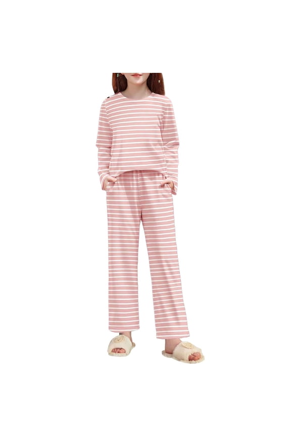 Girls Pajamas 2 Piece Long Sleeve Long Pants Pajama Set Kids Cute Pj Soft Sleepwear Lounge Sets 3-12 Years