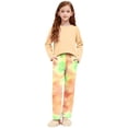 thumbnail image 1 of BLVB Girls Pajamas Set 2 Piece Outfits Long Sleeve Sleepwear Shirt Tie Dye Print Pant Lounge Clothes for Kids 3-15 Years, 1 of 7