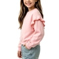 thumbnail image 1 of BLVB Girls Pullover Crewneck Sweatshirt with Ruffle Trim Long Sleeve Cute Solid Tops for Toddler Kids(Pink,5-6 Years), 1 of 6