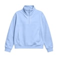 thumbnail image 1 of BLVB Girls Quarter Zip Sweatshirt Fashion Stand Collar Pullover Long Sleeve Casual Teen Kids Tops Fall Outfits(Blue,12-13 Years), 1 of 6