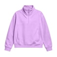 thumbnail image 1 of BLVB Girls Quarter Zip Sweatshirt Fashion Stand Collar Pullover Long Sleeve Casual Teen Kids Tops Fall Outfits(Purple,11-12 Years), 1 of 6