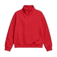 thumbnail image 1 of BLVB Girls Quarter Zip Sweatshirt Fashion Stand Collar Pullover Long Sleeve Casual Teen Kids Tops Fall Outfits(Red,14-15 Years), 1 of 6