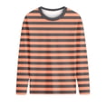 thumbnail image 1 of BLVB Girls Striped Long Sleeve T Shirts Basic Tee Casual Loose Crewneck Tunic Blouses Tops for Kids(Orange,7-8 Years), 1 of 9