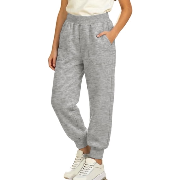 BLVB Girls Sweatpants Toddler Kids Cotton Joggers Elastic Waist Athletic Pants with Pockets for 1-11Y(Gray,8-9 Years)
