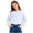 thumbnail image 1 of BLVB Girls Sweatshirt Crop Tops for Teens Kids Cropped Crewneck Pullover Long Sleeve Shirts for 3-14 Years, 1 of 7