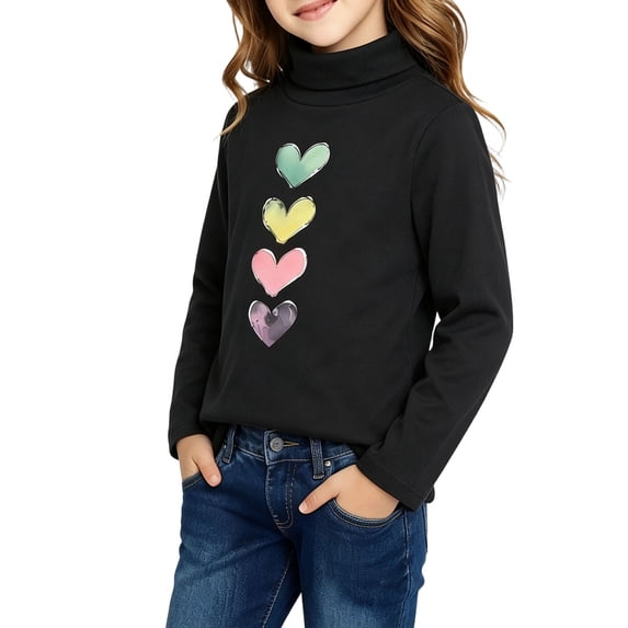 BLVB Girls Thermal Turtleneck Shirts Long Sleeve Fleece Undershirt Toddler Kids Winter Warm Base Layer Tops(Black,7-8Years)