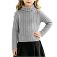 thumbnail image 1 of BLVB Girls Turtleneck Sweaters Long Sleeve Jumper Tops Teen Kids Casual Soft Pullover Fall Winter Outfits(Gray,11-12 Years), 1 of 6