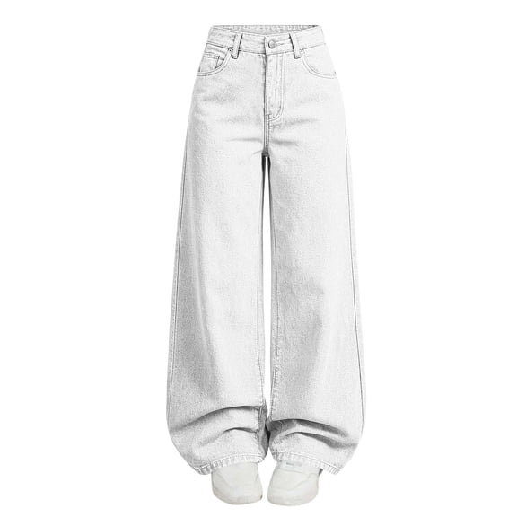 BLVB Girls Wide Leg Pants Twill High Waisted Loose Fit Casual Pants Trendy Clothes for Teen Girls(White,13-14 Years)
