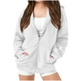 thumbnail image 1 of BLVB Girls Zip up Hoodie Kids Fashion Oversized Textured Sweatshirt Fall Jacket with Pockets 5-15 Years, 1 of 5