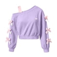 thumbnail image 1 of BLVB Girls off the Shoulder Sweatshirt Cute Long Sleeve Crop Pullover Tops Bowknot Fall Fashion Clothes for Teen Girls(Purple,14-15 Years), 1 of 6