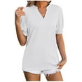 thumbnail image 1 of BLVB Going out Tops for Women Trendy V Neck Short Sleeve Summer Tunic Shirts Casual Solid Color Dressy Blouses, 1 of 3