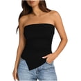 thumbnail image 1 of BLVB Going out Tube Tops for Women Trendy Summer Asymmetrical Ruched Strapless Bandeau Cami Shirts Ribbed Knit Spring Clothes, 1 of 8