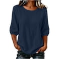 thumbnail image 1 of BLVB Half Sleeve Womens Tops Dressy Casual Blouses Crew Neck T Shirts Tops Spring Fall Outfits Loose Fit, 1 of 7