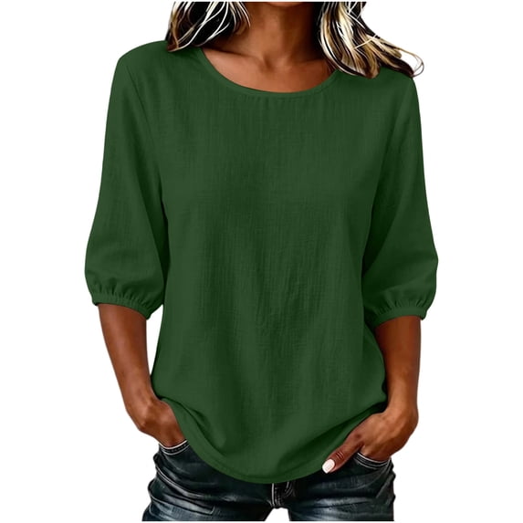 BLVB Half Sleeve Womens Tops Dressy Casual Blouses Crew Neck T Shirts Tops Spring Fall Outfits Loose Fit
