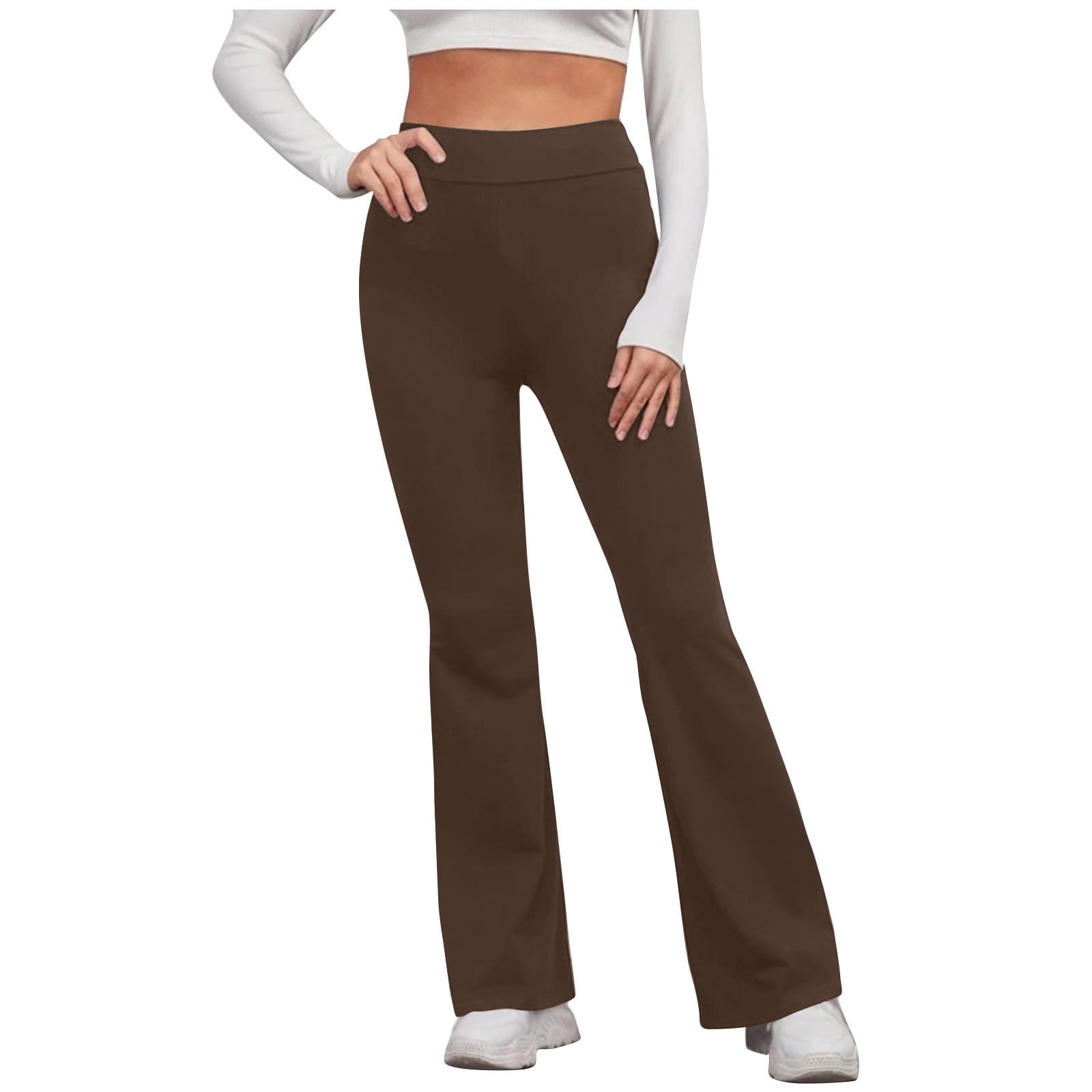  Women's Fintness Bootcut Yoga Pants High Waist Workout Bootleg  Leggings Wide Leg Athletic Pants Sweatpants (Navy, XL) : Health & Household