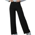 thumbnail image 1 of BLVB High Waist Wide Leg Pants for Women Casual Loose Straight Pants Solid Color Work Office Trousers with Pockets, 1 of 7