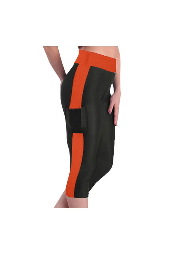 High Waist Yoga Pants with Pockets Capri Leggings for Women Workout Running 4 Way Stretch Trousers Gym Clothes