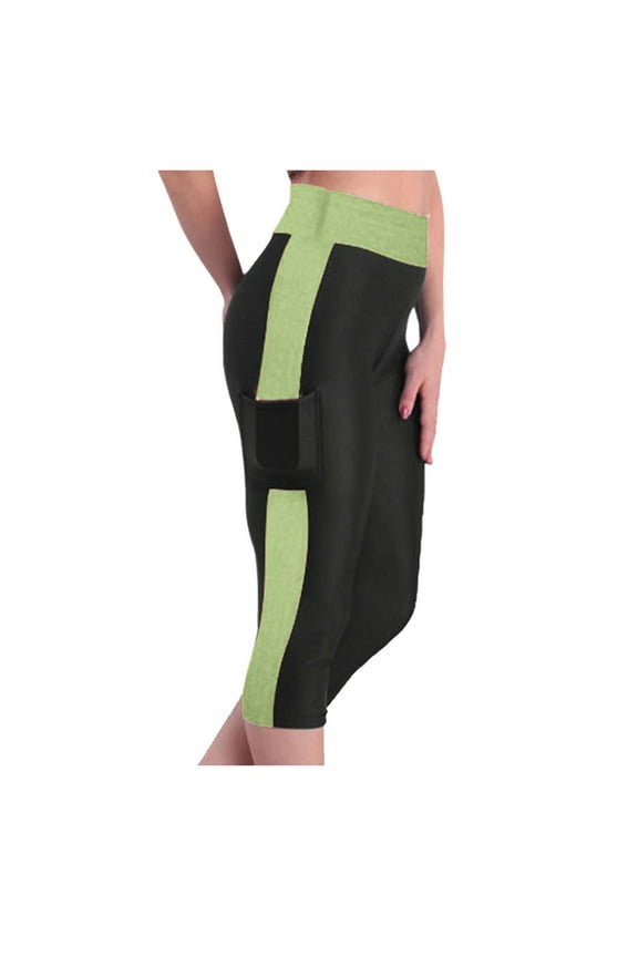 High Waist Yoga Pants with Pockets Capri Leggings for Women Workout Running 4 Way Stretch Trousers Gym Clothes