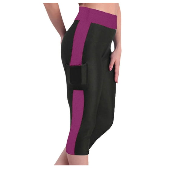 BLVB High Waist Yoga Pants with Pockets Capri Leggings for Women Workout Running 4 Way Stretch Trousers Gym Clothes