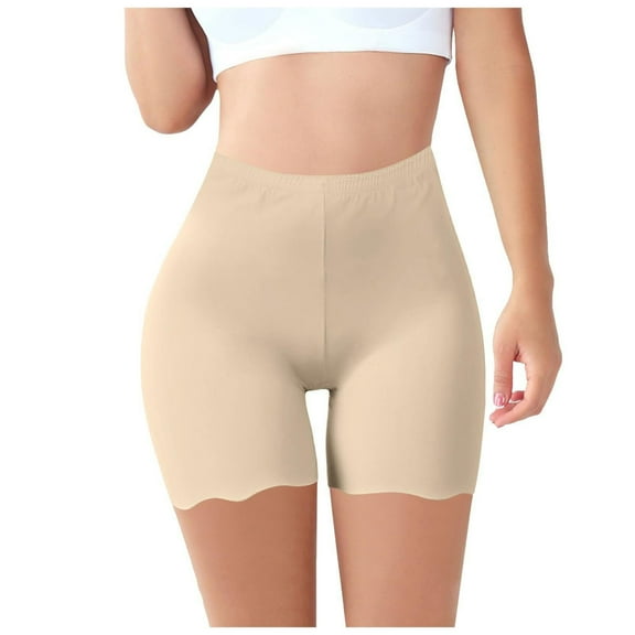 BLVB High-Waisted Slip Shorts for Under Dresses Women Seamless Anti Chafing Cooling Shorts Boyshorts with Scalloped Bottom
