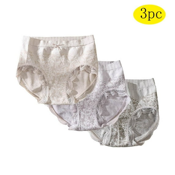 BLVB High Waisted Underwear for Women 3 Pack Stretchy Lace Panties Soft Lightweight Underpants Briefs