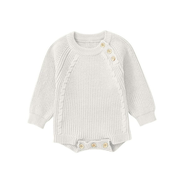 BLVB Infant Baby Boy Girl Sweater Soft Long Sleeve Romper Warm Crewneck Bodysuit Knitted Fall Winter Clothes