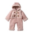 thumbnail image 1 of BLVB Infant Toddler Snowsuit Cute Baby Newborn Winter Coat Warm Zip-Up Hooded Jumpsuit Fleece Rompers for Boys Girls(Pink,6-9 Months), 1 of 5