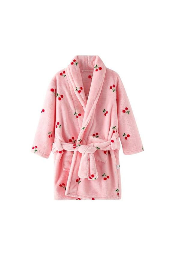 Kids Bathrobe Girls Soft Plush Fleece Flannel Pajamas Sleepwear Spa Robe 4-12 Years