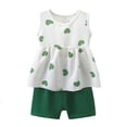 thumbnail image 1 of BLVB Kids Girl Clothes Heart Print Sleeveless Babydoll Tank Top and Shorts Toddler Girl Summer Outfits 2PCS Short Set, 1 of 5
