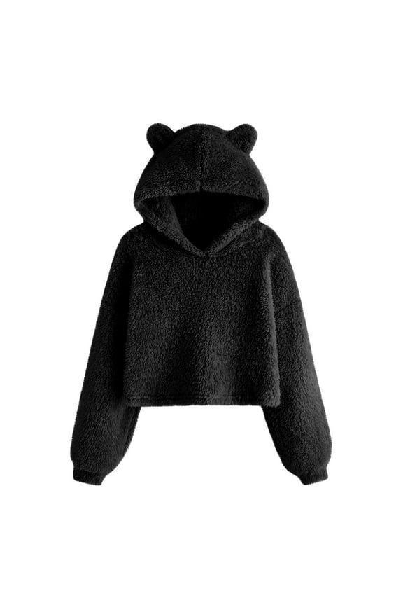 Kids Little Girl's Fuzzy Fleece Hoodies Warm Loose Sherpa Hooded Sweatshirt Pullover Fall Winter Clothes 7-12 Years