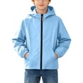 thumbnail image 1 of BLVB Kids Rain Jacket Waterproof Raincoats Boys Girls Lightweight Zip up Hooded Windbreakers for Climbing Camping Casual(Blue,14-15 Years), 1 of 9