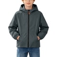 thumbnail image 1 of BLVB Kids Rain Jacket Waterproof Raincoats Boys Girls Lightweight Zip up Hooded Windbreakers for Climbing Camping Casual(Dark Gray,6-7 Years), 1 of 9